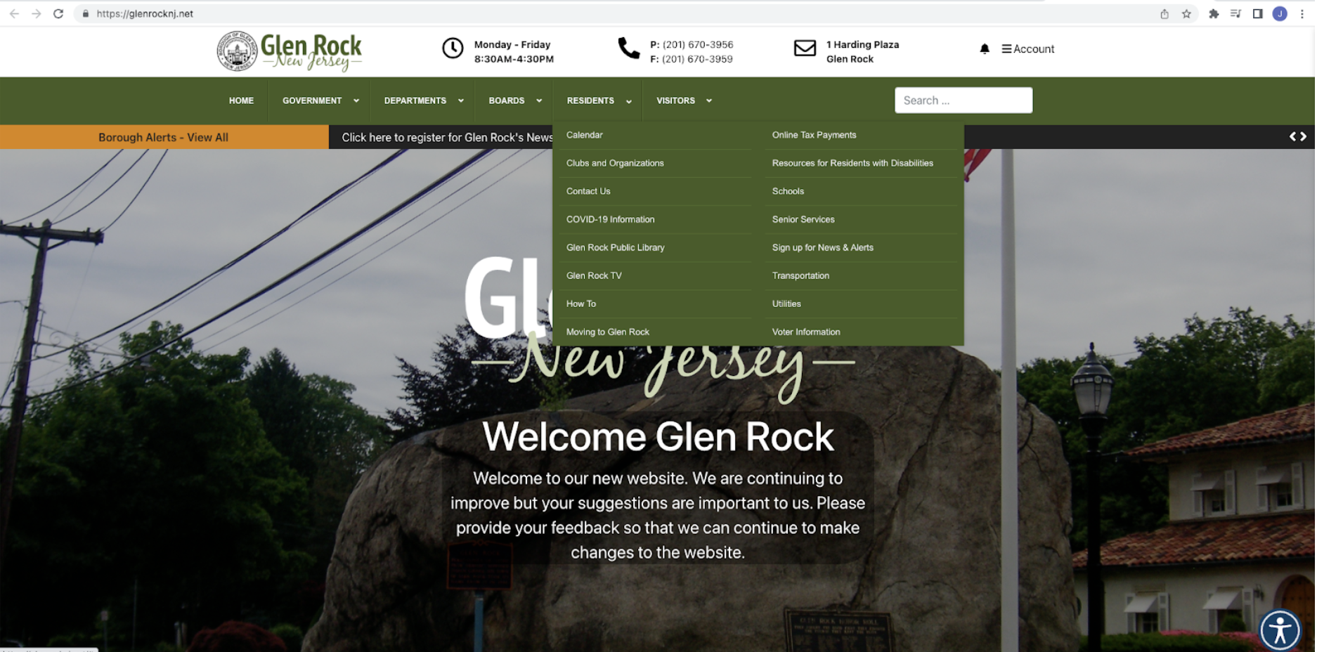 Navigating the Glen Rock municipal website